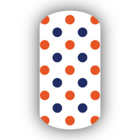 White with Dark Orange & Navy Blue Small Polka Dots Nail Wraps