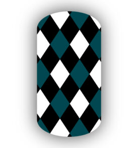 White, Midnight Green & Black Chevron Nail Wraps