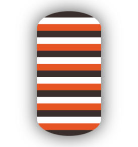 Dark Brown, White & Dark Orange Triple Vertical Striped Nail Wraps