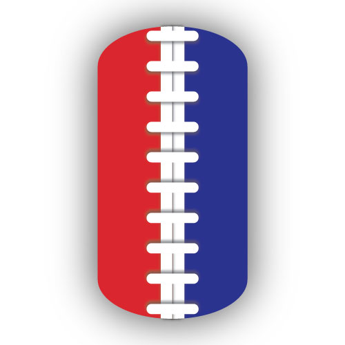 Football Stitching Nail Art  Red & Royal Blue Background