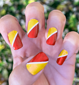 Red White Gold Diagonal Stripe Nail Art Stickers