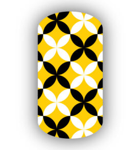 black and white flower petals over a yellow background nail art designs wraps stickers